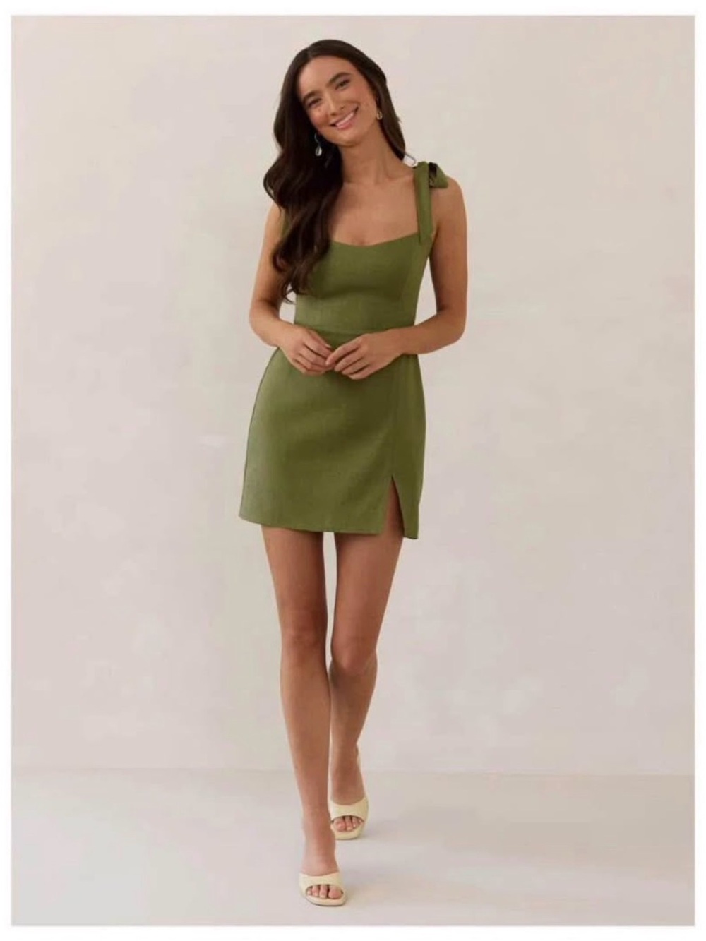 Park & Fifth Olive Tie-Shoulder Mini Dress